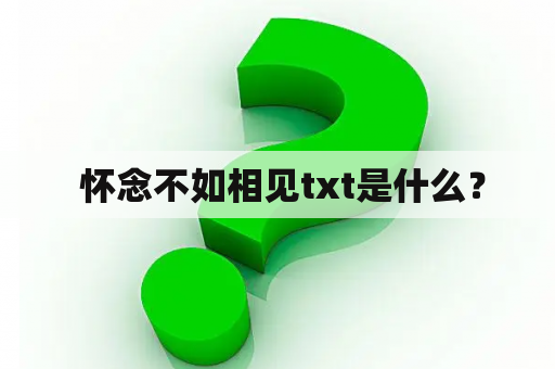  怀念不如相见txt是什么？