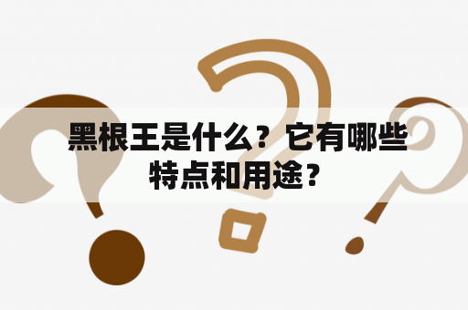  黑根王是什么？它有哪些特点和用途？