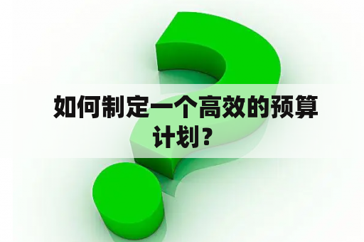  如何制定一个高效的预算计划？