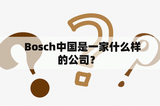   Bosch中国是一家什么样的公司？ 