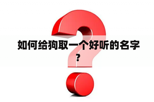  如何给狗取一个好听的名字？