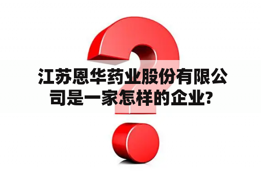  江苏恩华药业股份有限公司是一家怎样的企业?