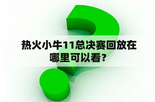  热火小牛11总决赛回放在哪里可以看？