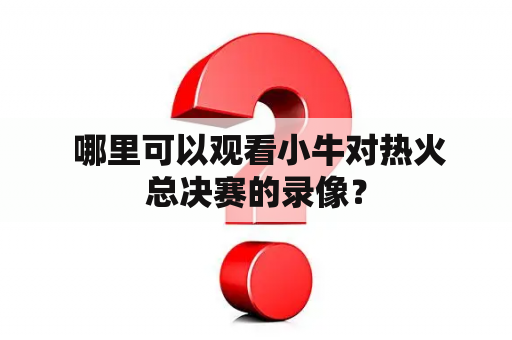  哪里可以观看小牛对热火总决赛的录像？