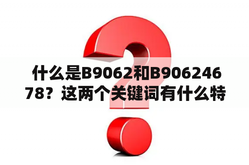  什么是B9062和B90624678？这两个关键词有什么特殊含义？