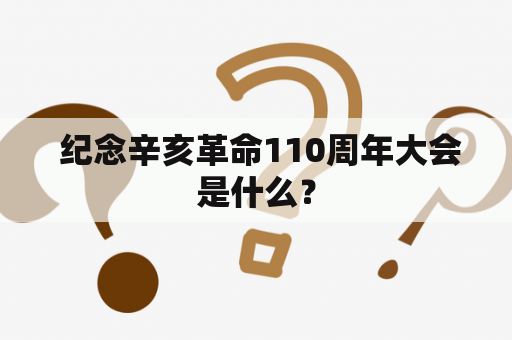  纪念辛亥革命110周年大会是什么？