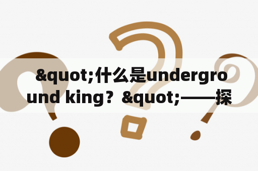  "什么是underground king？"——探究地下之王的含义和背景