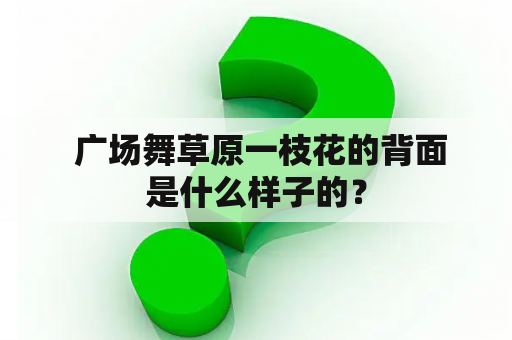  广场舞草原一枝花的背面是什么样子的？