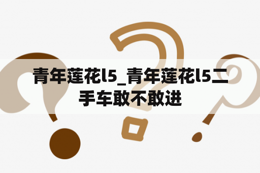 青年莲花l5_青年莲花l5二手车敢不敢进
手
