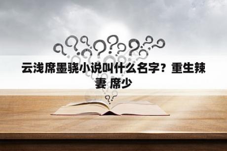 云浅席墨骁小说叫什么名字？重生辣妻 席少