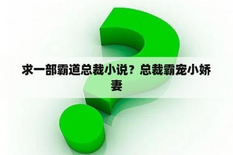 求一部霸道总裁小说？总裁霸宠小娇妻