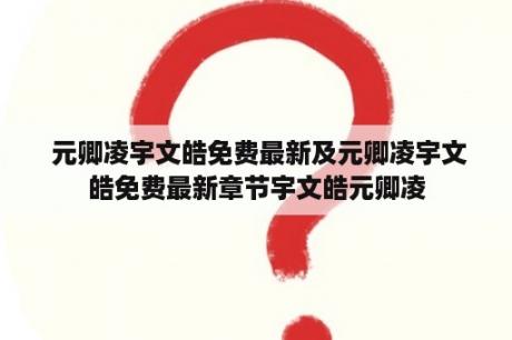  元卿凌宇文皓免费最新及元卿凌宇文皓免费最新章节宇文皓元卿凌