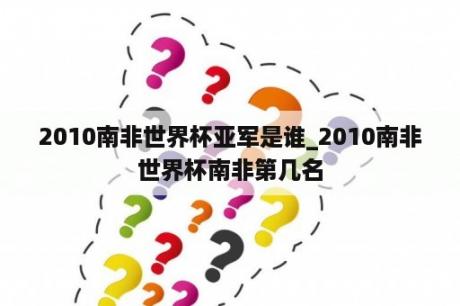 2010南非世界杯亚军是谁_2010南非世界杯南非第几名
