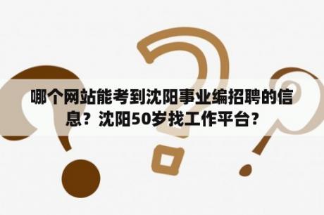 哪个网站能考到沈阳事业编招聘的信息？沈阳50岁找工作平台？