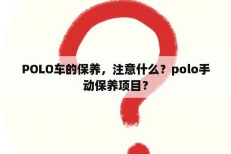 POLO车的保养，注意什么？polo手动保养项目？