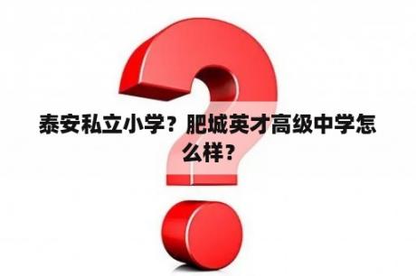 泰安私立小学？肥城英才高级中学怎么样？