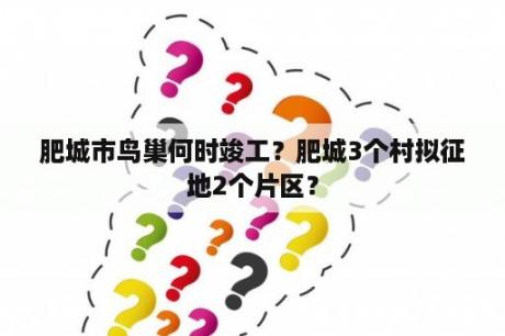 肥城市鸟巢何时竣工？肥城3个村拟征地2个片区？