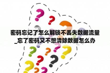 密码忘记了怎么解锁不丢失数据流量_忘了密码又不想清除数据怎么办