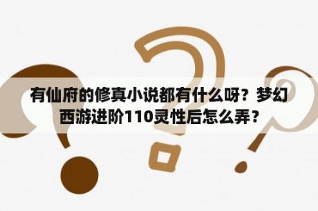 有仙府的修真小说都有什么呀？梦幻西游进阶110灵性后怎么弄？