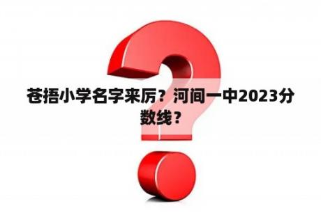 苍捂小学名字来厉？河间一中2023分数线？