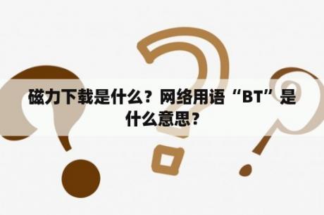 磁力下载是什么？网络用语“BT”是什么意思？