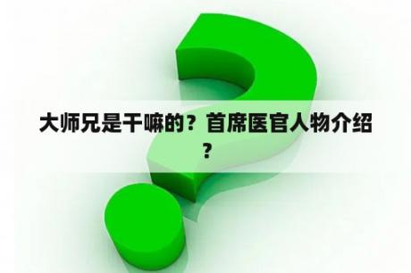 大师兄是干嘛的？首席医官人物介绍？