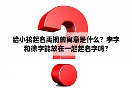 给小孩起名禹桐的寓意是什么？李字和徐字能放在一起起名字吗？