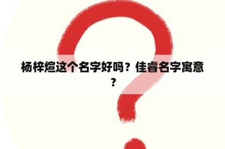 杨梓煊这个名字好吗？佳睿名字寓意？