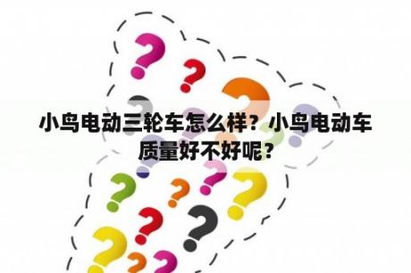 小鸟电动三轮车怎么样？小鸟电动车质量好不好呢？