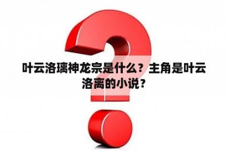 叶云洛璃神龙宗是什么？主角是叶云洛离的小说？