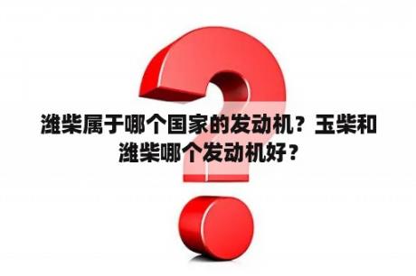 潍柴属于哪个国家的发动机？玉柴和潍柴哪个发动机好？