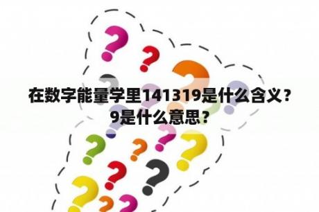 在数字能量学里141319是什么含义？9是什么意思？