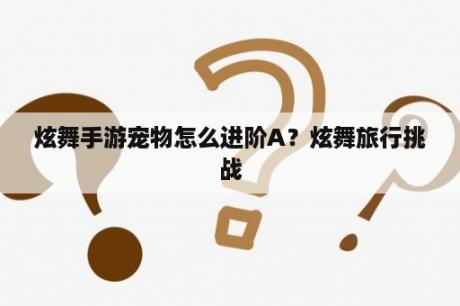 炫舞手游宠物怎么进阶A？炫舞旅行挑战