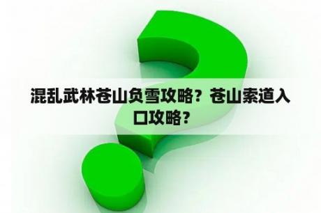 混乱武林苍山负雪攻略？苍山索道入口攻略？