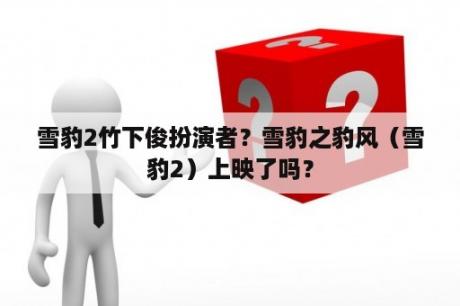雪豹2竹下俊扮演者？雪豹之豹风（雪豹2）上映了吗？