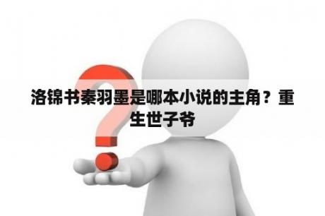 洛锦书秦羽墨是哪本小说的主角？重生世子爷