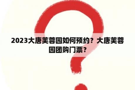 2023大唐芙蓉园如何预约？大唐芙蓉园团购门票？