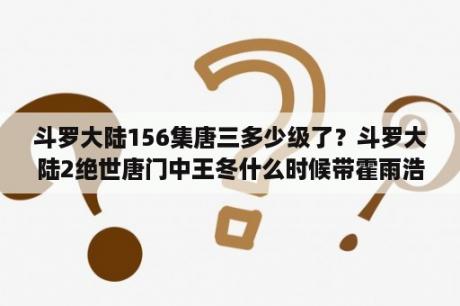 斗罗大陆156集唐三多少级了？斗罗大陆2绝世唐门中王冬什么时候带霍雨浩回神界？