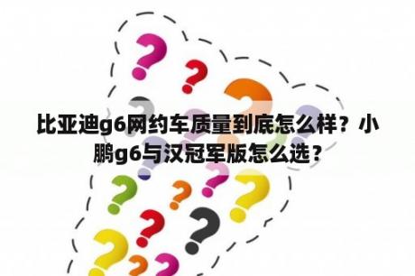 比亚迪g6网约车质量到底怎么样？小鹏g6与汉冠军版怎么选？