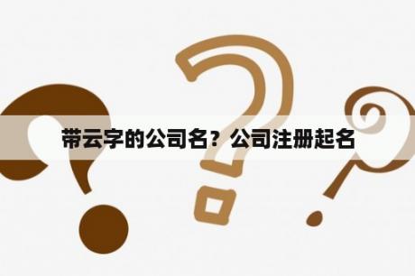 带云字的公司名？公司注册起名