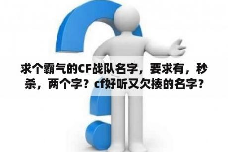 求个霸气的CF战队名字，要求有，秒杀，两个字？cf好听又欠揍的名字？