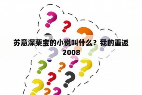 苏意深栗宝的小说叫什么？我的重返2008