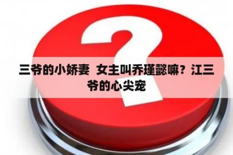 三爷的小娇妻  女主叫乔瑾懿嘛？江三爷的心尖宠