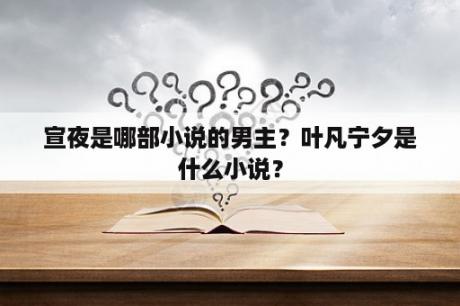 宣夜是哪部小说的男主？叶凡宁夕是什么小说？