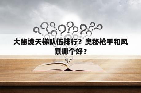 大秘境天梯队伍排行？奥秘枪手和风暴哪个好？