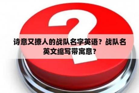 诗意又撩人的战队名字英语？战队名英文缩写带寓意？