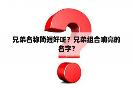 兄弟名称简短好听？兄弟组合响亮的名字？