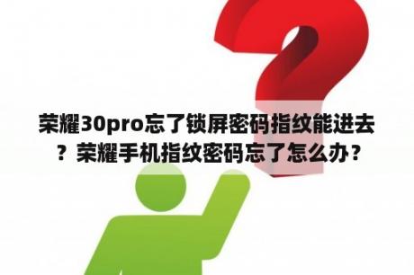 荣耀30pro忘了锁屏密码指纹能进去？荣耀手机指纹密码忘了怎么办？