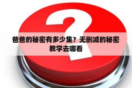 爸爸的秘密有多少集？无删减的秘密教学去哪看