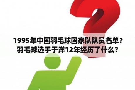 1995年中国羽毛球国家队队员名单？羽毛球选手于洋12年经历了什么？